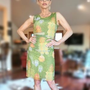 Form fitting celery green cocktail dress